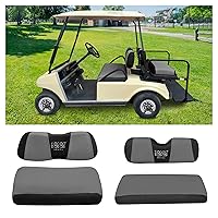 Golf Cart Front Rear Seat Cover Set for EZGO TXT RXV & Club Car DS 2000-up(Flat Backrest), Made w/ 3D Air Mesh Polyester Fabric Breathable Washable