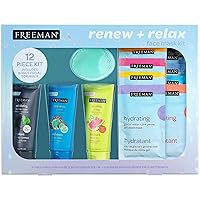 Limited Edition Renew & Relax Mask Kit, Face Masks To Soothe, Rejuvenate, and Deep Cleanse Pores, Facial Mask Variety, Silicone Mask Applicator, Cruelty Free Skincare, 12 Piece Gift Set