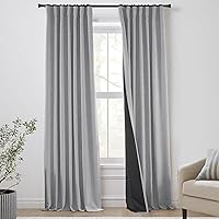 PANELSBURG Blackout Cute Kids Curtains for Bedroom 2 Panels Set Unisex Tweed Flax Look Custom Made Room Darkening Cooling Black Out Curtain for Dorm Room Classroom Livingroom,90 Inch Long,Dove Grey