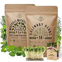 Organo Republic Broccoli Microgreens & 18 Culinary Herbs Seeds Bundle Non-GMO Heirloom Seeds for Indoor and Outdoor Over 135,000 Microgreen & Herb Seeds in One Value Bundle