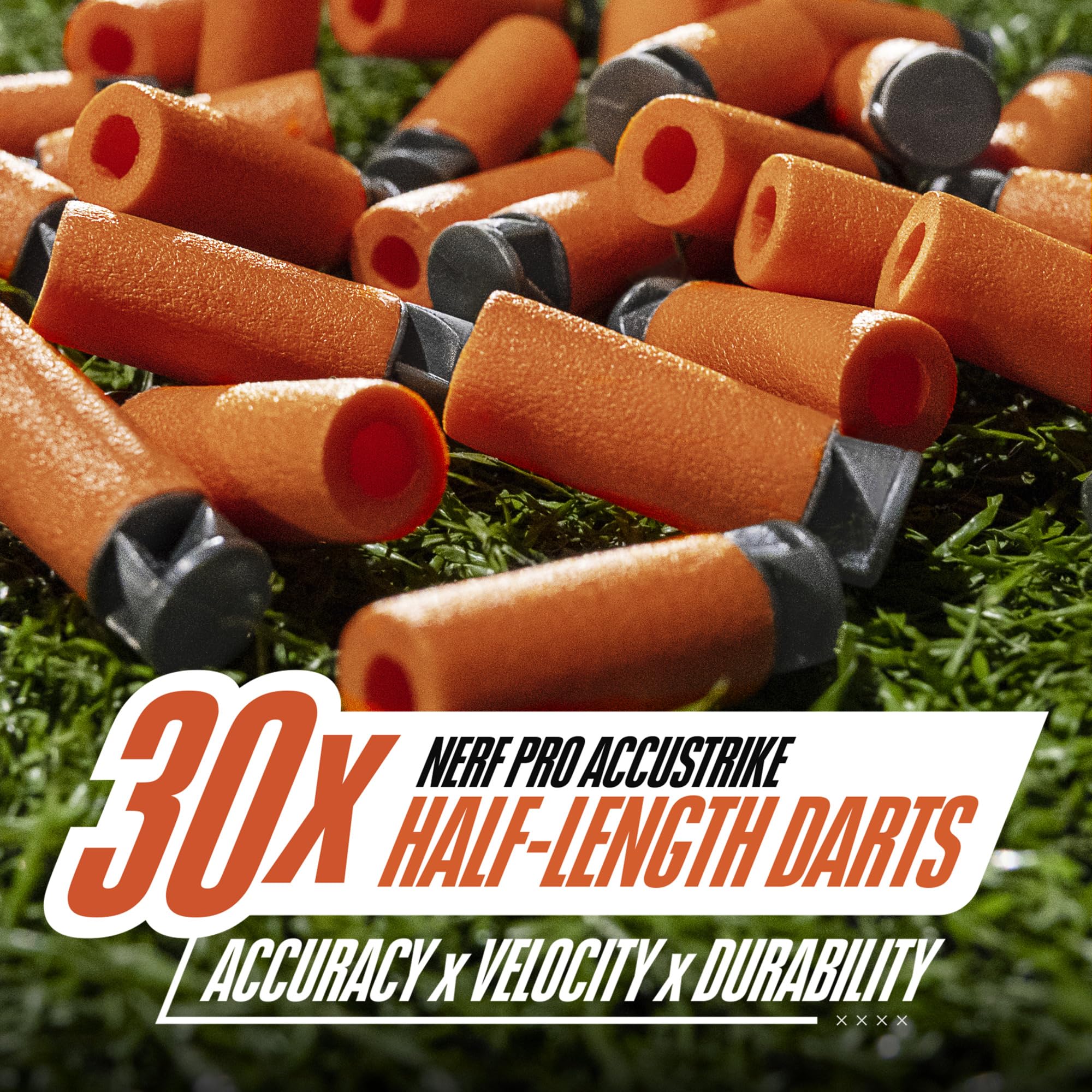 Nerf Pro Stryfe X Dart Semi-Auto Blaster, Rechargeable LiPo Battery, 30 AccuStrike Half-Length Darts, 15-Dart Magazine, 150 FPS, Eyewear, 14+
