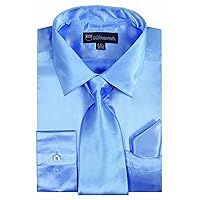 Satin Classic Dress Shirts with Tie & Hankie SG08 , 14 Colors
