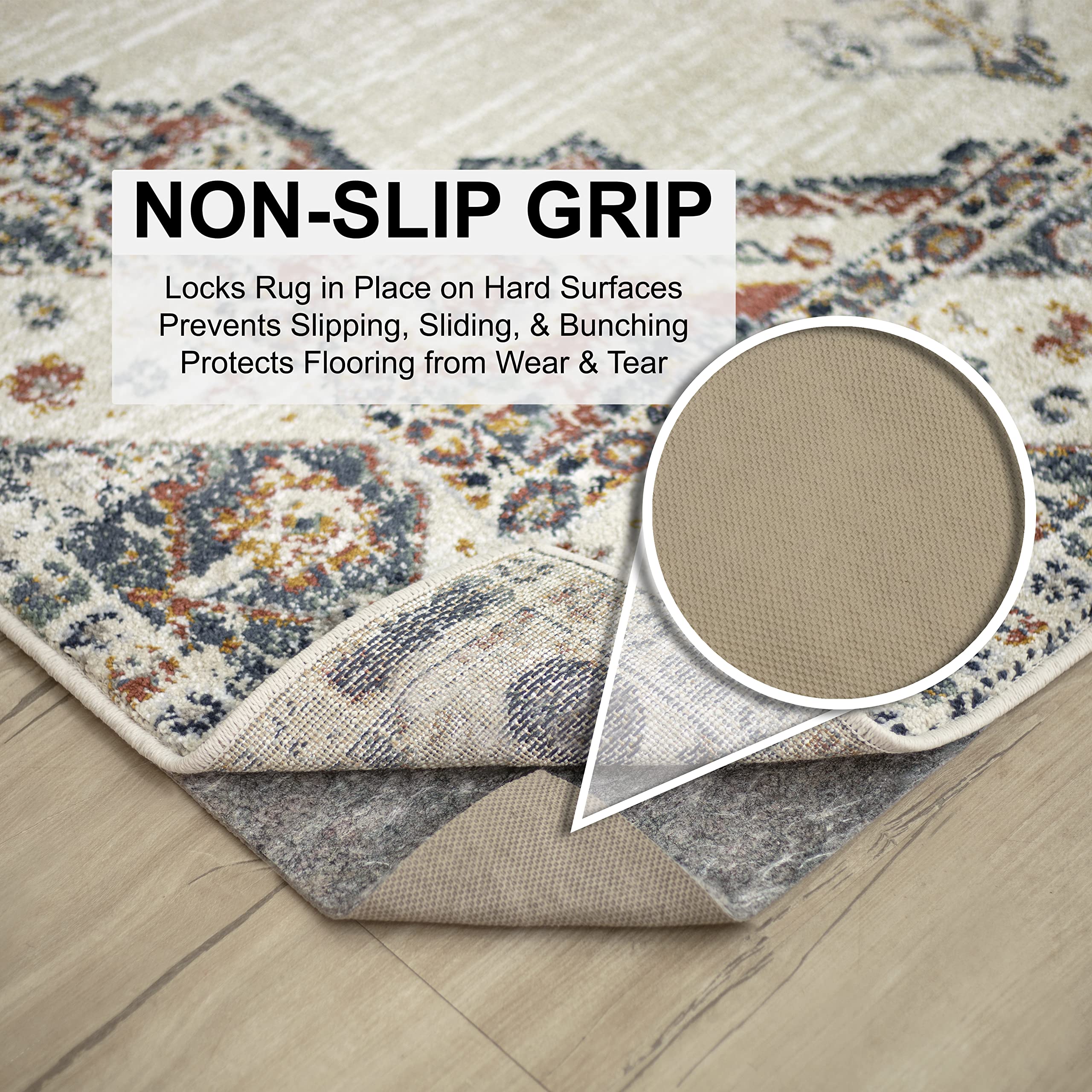 Mohawk Home 8' x 10' Non Slip Rug Pad Gripper 1/4 Thick Dual Surface Felt + Rubber Gripper - Safe for All Floors