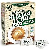 Organic Stevia In The Raw, Plant Based Zero Calorie Natural Sweetener, No Added Flavors or erythritol, Sugar Substitute, Sweetener for Coffee, Hot & Cold Drinks, Non-GMO, Vegan, Gluten-Free, 40 Count Packets (Pack of 1)