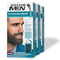 Mustache & Beard, Beard Dye for Men with Brush Included for Easy Application, With Biotin Aloe and Coconut Oil for Healthy Facial Hair - Deep Dark Brown, M-46, Pack of 3