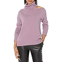PAIGE Women's Raundi Sweater with Turle Neck, Shoulder Baring in Muted Mauve