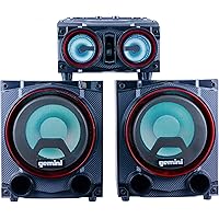 Gemini Sound GSYS-2000 Bluetooth LED Party Light Stereo System and Home Theater Audio System with 2000W Watts Bookshelf Speakers, Dual 8
