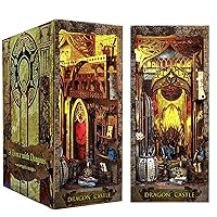 DIY Book Nook Kit, 3D Wooden Miniature Puzzles with LED Light Dollhouse Model Craft Kits for Adults Ideal Bookshelf Insert Decor Birthday Gifts for Boys Girls (Magic Dragon Castle)