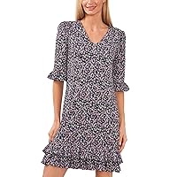 CeCe Women's V-Neck Knit Dress W/Ruffle Hem