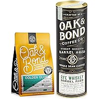 Oak & Bond Coffee Co. Golden Glow Blend and Rye Whiskey Barrel Aged Coffee Bundle - Whole Bean, 22oz. Total