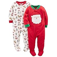 Kids' Holiday Loose-fit Flame Resistant Fleece Footed Pajamas
