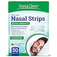 Extra-Strength Nasal Breathing Strips Clear 50 ct | Works Instantly, Nasal Congestion Relief, Stops Snoring, Cold & Allergy