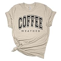 Womens Fall Tshirt Coffee Weather Comfy Short Sleeve T-Shirt Graphic Tee