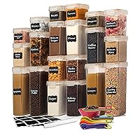 Airtight Food Storage Containers with Lids - 40 PC LARGE SIZE (20 Containers + 20 Lids) Kitchen & Pantry Organization - BPA Free Plastic Food Canister - Cereal, Rice, Flour and Sugar Containers