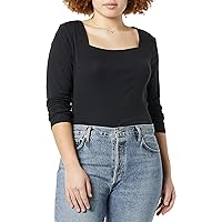 Amazon Essentials Women's Slim-Fit Long Sleeve Square Neck T-Shirt