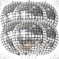 KatchOn, Silver Disco Ball Balloons Decorations - 22 Inch, Pack of 6 | 4D Sphere Disco Balloons for Disco Party Decorations | 70s Party Decorations, Disco Decorations | Mamma Mia Party Decorations