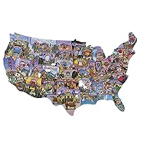 American Vintage Postcards Jigsaw Puzzle, 1000 Pieces in The Shape of The USA