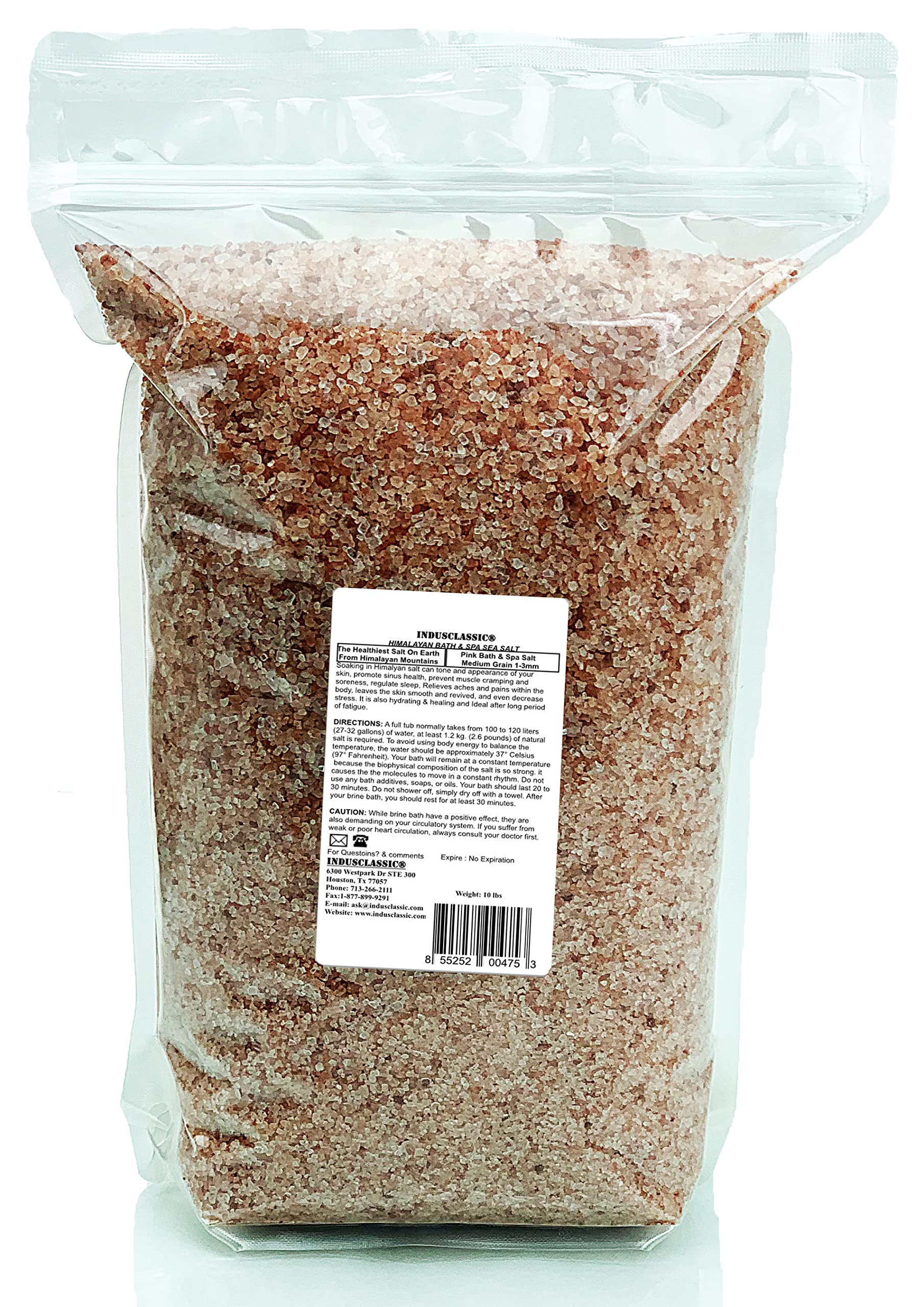 IndusClassic Pure Natural Himalayan Pink Bath & Spa Sea Salt - 10 lbs Medium Coarse Grain 1~3 mm…