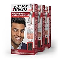 Easy Comb-In Color Mens Hair Dye, Easy No Mix Application with Comb Applicator - Rich Black, A-65, Pack of 3