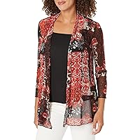 MULTIPLES Women's 3 Quarters Sleeve Shawl Collar Open Drapey Front Jacket