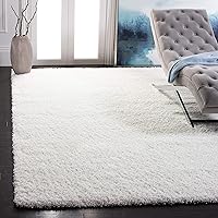 SAFAVIEH California Shag Collection Area Rug - 8' x 10', White, Non-Shedding & Easy Care, 2-inch Thick Ideal for High Traffic Areas in Living Room, Bedroom (SG151-1010)