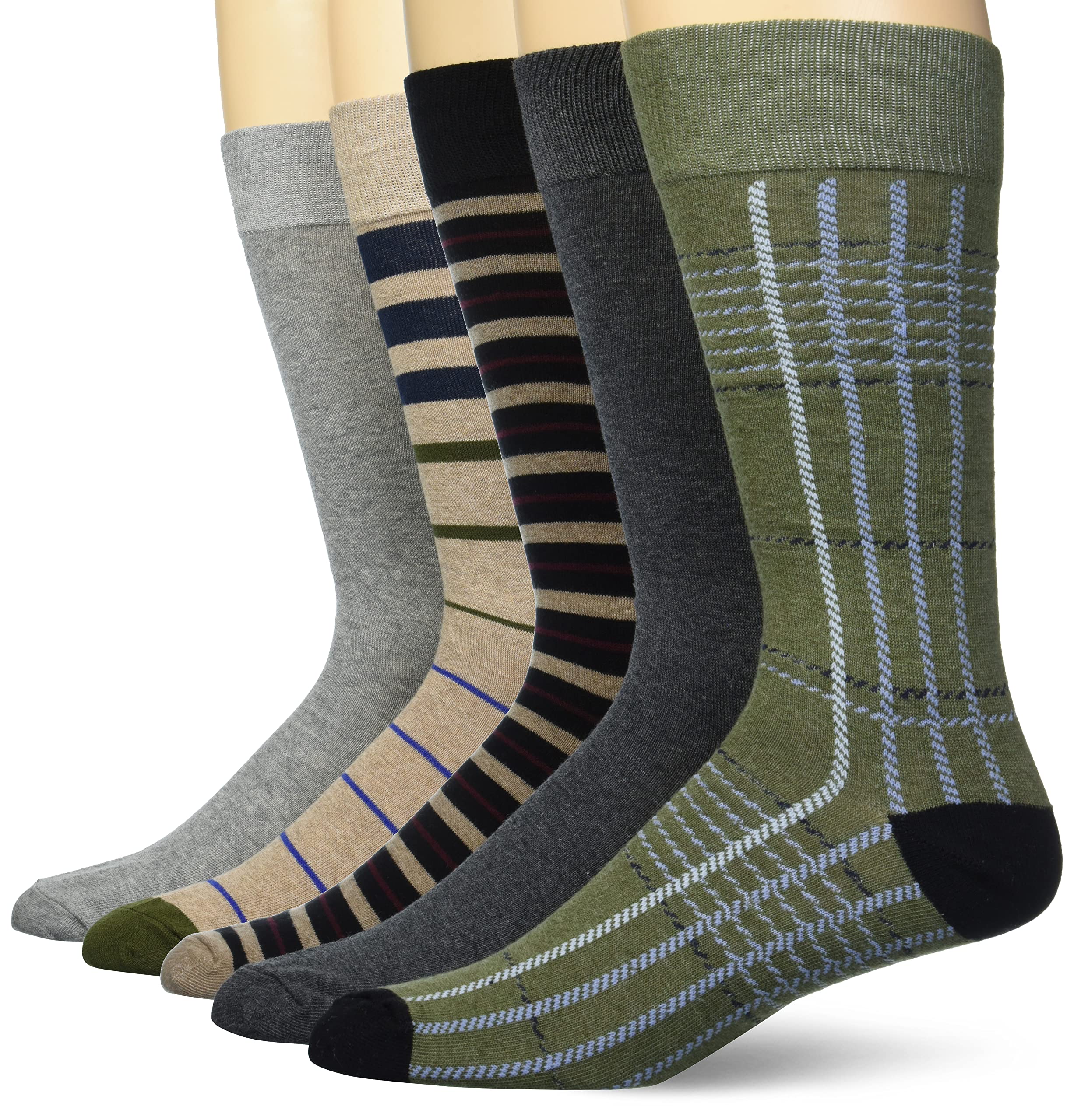 Amazon Essentials Men's Patterned Dress Socks, Pack of 5