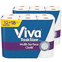 Multi-Surface Cloth Paper Towels, Task Size - 12 Super Rolls (2 Packs of 6) - 81 Sheets Per Roll