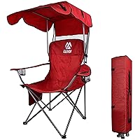 Canopy Chair Folding Camping Recliner Support with Carrying Bag, Burgundy