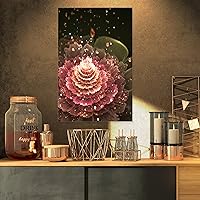 PT8903-16-32 Fractal Abstract Pink Flower-Floral Digital Art Canvas Print-16x32, 16x32