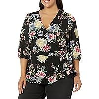 City Chic Plus Size TOP Adelaide, in BLK Festival FL, Size, 24
