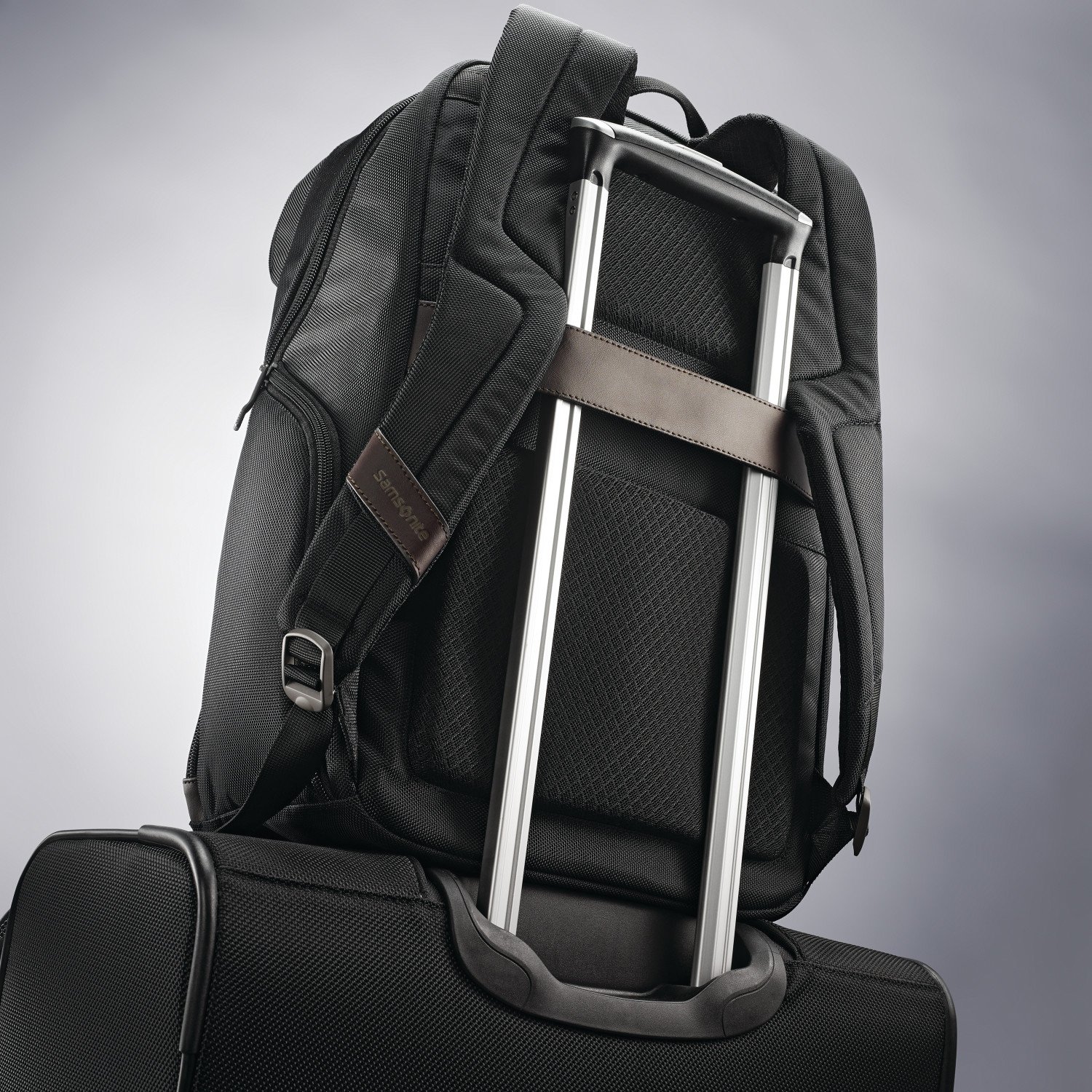 Samsonite Kombi Business Backpack, Black/Brown, 17.5 x 12 x 7-Inch