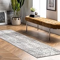 nuLOOM Deedra Modern Abstract Area Rug - 2x16 Runner Rug Modern/Contemporary Grey/Ivory Rugs for Living Room Bedroom Dining Room Entryway Hallway Kitchen