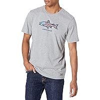 Life is Good Men's Crusher Graphic T-Shirt American Flag Fish