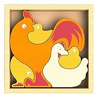 BeginAgain Chicken Family Puzzle - Creativity and Storytelling Skills - 5 Piece Set, Kids 2 and Up, 6