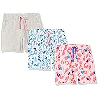 Amazon Essentials Girls and Toddlers' Knit Jersey Play Shorts (Previously Spotted Zebra), Multipacks