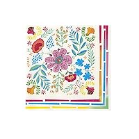 Talking Tables Colorful Floral Paper Napkins Serviettes Disposable Tableware For Afternoon Tea Table Decorations | Festival Summer Picnic, Kids Encanto Themed Birthday Party, 20 Pac, Pink Blue Yellow