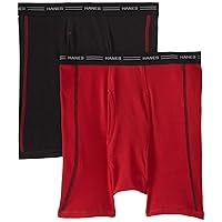 Hanes Men's Boxer Briefs Pack, Cotton Boxer Brief Underwear, Moisture-Wicking Sexy Boxer Briefs, 2-Pack (Colors May Vary)