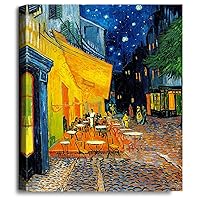 A&T ARTWORK Café Terrace at Night by Vincent Van Gogh. The World Classic Art Reproductions, Giclee Canvas Prints Wall Art for Home Decor,30x36x1.5 inches