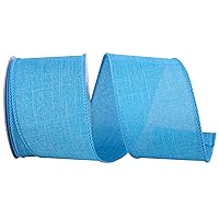 Reliant Ribbon 92573W-913-40F Everyday Linen Value Wired Edge Ribbon, 2-1/2 Inch X 10 Yards, Turquoise