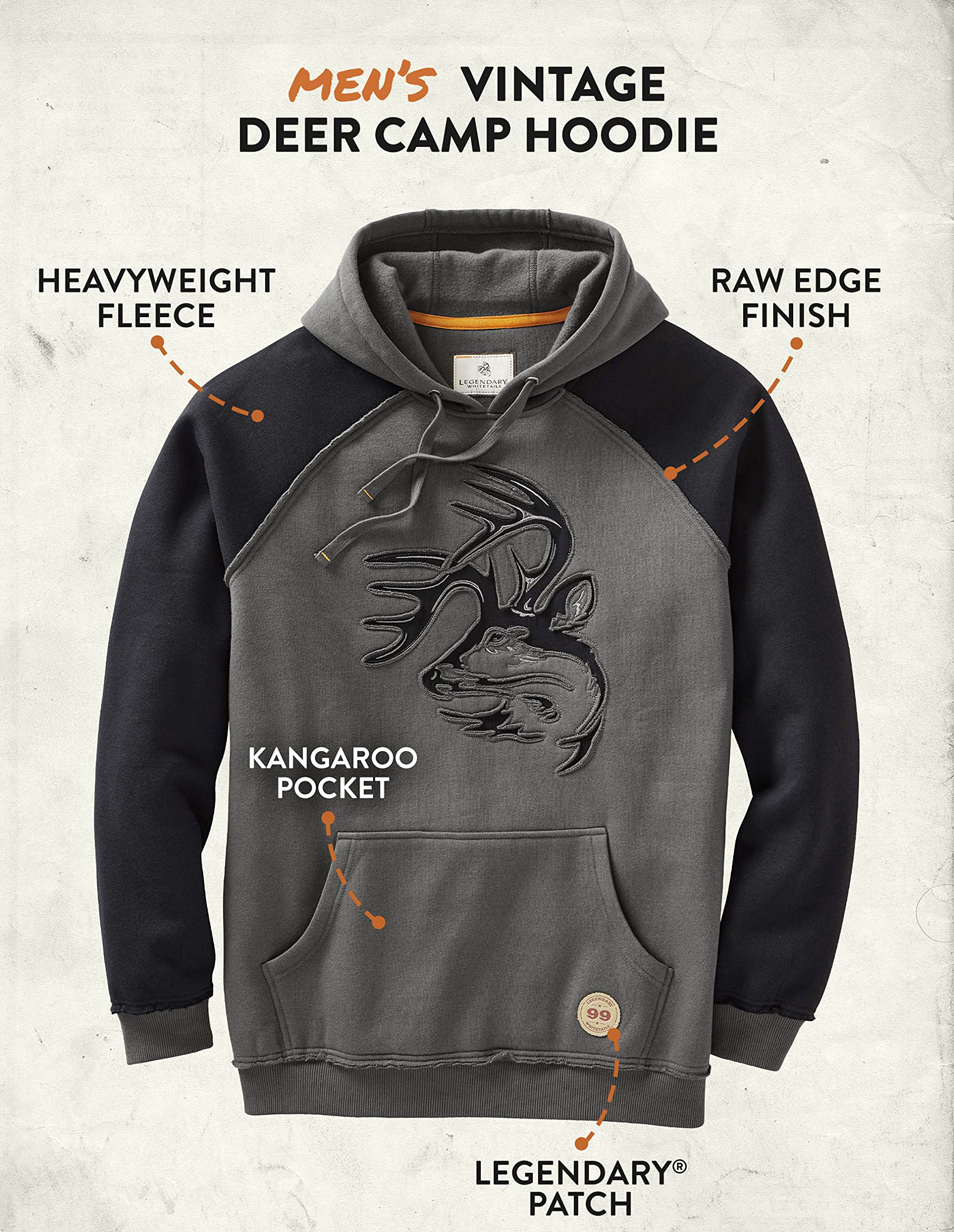 Legendary Whitetails Men's Vintage Deer Camp Hoodie