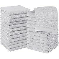 Utopia Towels 24 Pack Cotton Washcloths Set - 100% Ring Spun Cotton, Premium Quality Flannel Face Cloths, Highly Absorbent and Soft Feel Fingertip Towels (Silver)