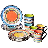 Certified International Tequila Sunrise, Service for 4 Dinnerware, Dishes, 16 pc Set, Multicolored