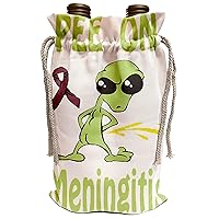 3dRose Blonde Designs Cause Awareness Designs Pee On Alien - Super Funny Peeing Alien Supporting Causes For Meningitis - Wine Bag (wbg_120722_1)