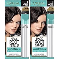Magic Root Rescue 10 Minute Root Hair Coloring Kit, Permanent Hair Color with Quick Precision Applicator, 100 percent Gray Coverage, 3 Soft Black, 2 count