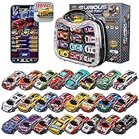 Golden Wheel 24 Race Cars Pack - 1:64 Vehicles Die-cast Metal Mini Pull Back Cars Set with Storage Case & Free Online Games - 2023 Hot Toy Birthday Party Gift for Kids Ages 3+ Years Old