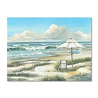 Yuegit Beach Seaside Pictures Wall Art,Ocean Scene Artwork Coastal Abstract Paintings on Canvas Prints Wood Frame Wrapped for Living Room Bedroom Home Decor (40