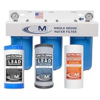 APPLIED MEMBRANES INC. 3-Stage Whole House Water Filter System | 4.5x10-Inch Filters Removes, Dissolved & Undissolved Lead, Sediment, Chlorine, Chloramine, Chemicals, Taste, Odor