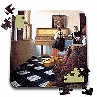 3dRose The Music Lesson, c. 1662 by Johannes Vermeer, Girl at The Piano - Puzzle, 10 by 10-inch (pzl_175452_2)