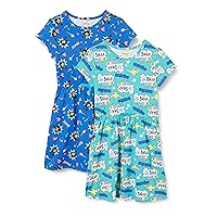 Spotted Zebra Disney | Marvel | Star Wars | Frozen | Princess Girls'Knit Short-Sleeve Cinch-Waist Dresses, Pack of 2