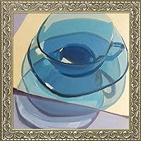 Blue Glass Cup and Saucer by Yuri Tayshete Canvas Print, 24